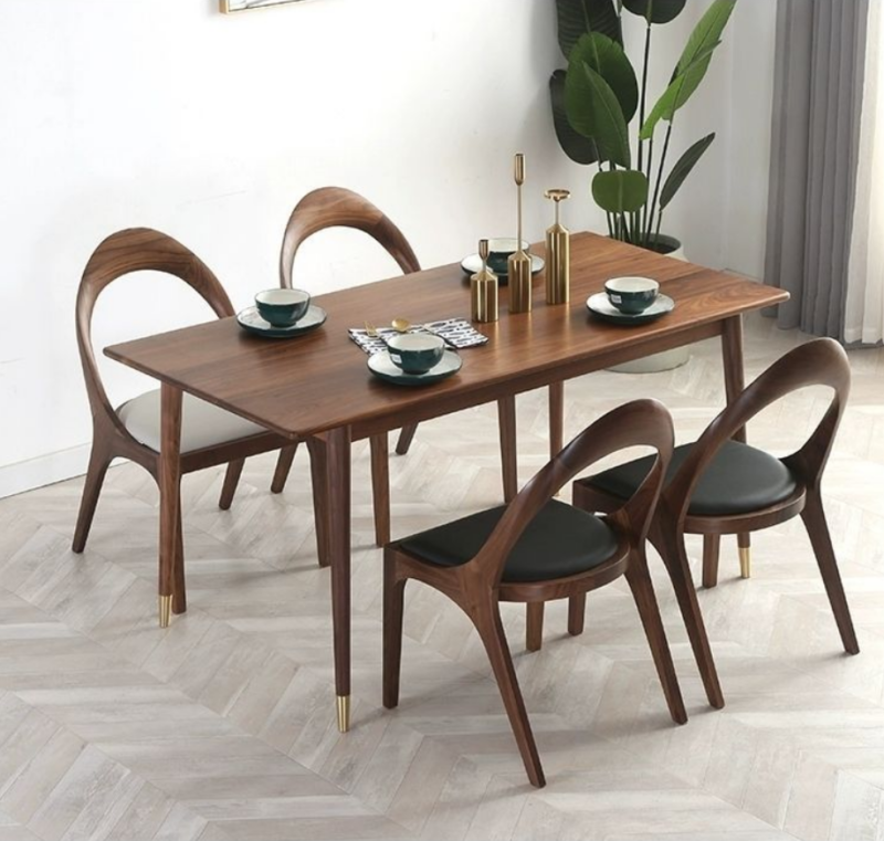 Designer Hollow Dining Chair, Premium Walnut / Ash Solid Wood Leisure Chair For Dining Room & Cafe