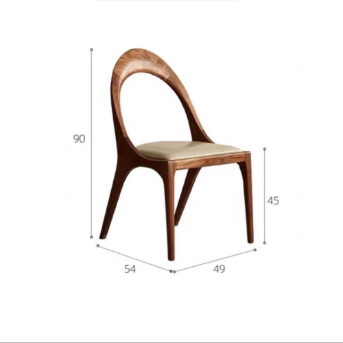 Designer Hollow Dining Chair, Premium Walnut / Ash Solid Wood Leisure Chair For Dining Room & Cafe - Solid wood dinin...