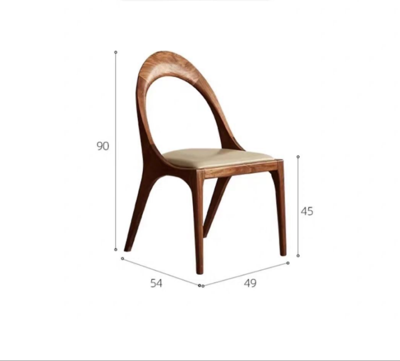 Designer Hollow Dining Chair, Premium Walnut / Ash Solid Wood Leisure Chair For Dining Room & Cafe