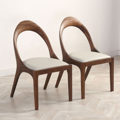 Designer Hollow Dining Chair, Premium Walnut / Ash Solid Wood Leisure Chair For Dining Room & Cafe - Solid wood dinin...