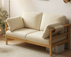 Rustic-Style Cotton-Linen Solid Wood Upholstered Sofa - Living room furniture - QONKA HOME