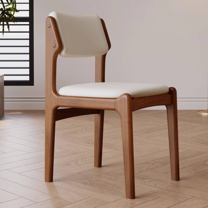 QONKA Modern Curved Plywood Rattan Dining Chair, Minimalist Solid Bent Wood Woven Rattan Back Side Chair For Home Ca SKU variant photo