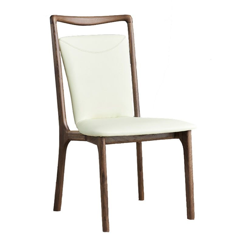 Mid Century Ash Wood Arm Dining Chair,  Leather Upholstered Seat & Backrest