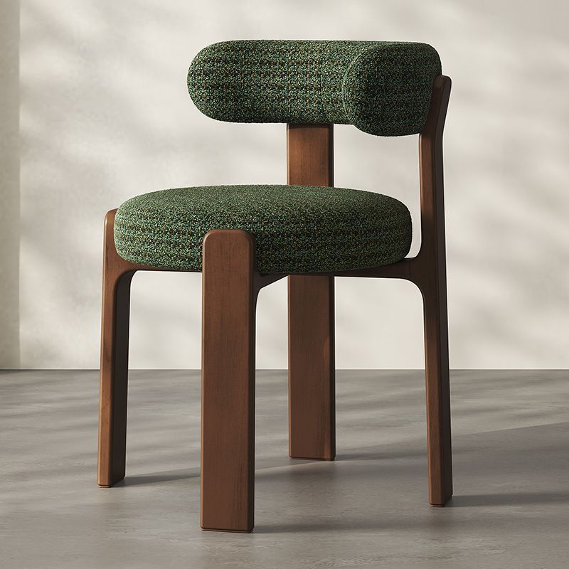 Nordic Hug‑Style Solid Wood Dining Chair Wraparound Back Upholstered Side Chair Optional Chenille Fabric Or PU Leather