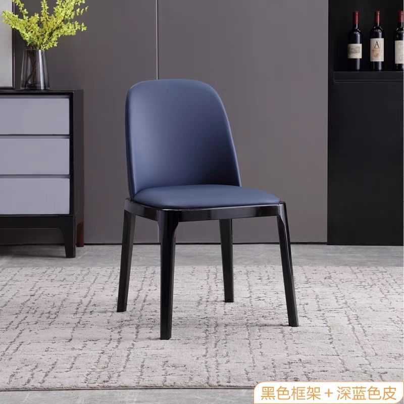 Nordic Style Solid Wood Dining Chair PU Leather Upholstered Armless Side Chair Ergonomic High Back Dinner Chair