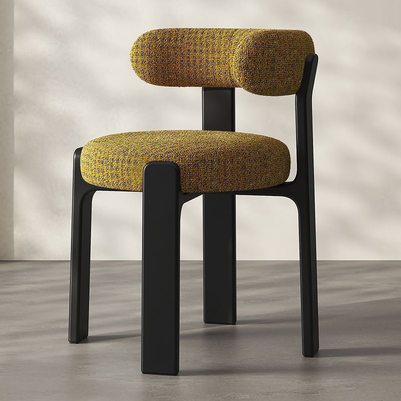Nordic Hug‑Style Solid Wood Dining Chair Wraparound Back Upholstered Side Chair Optional Chenille Fabric Or PU Leather