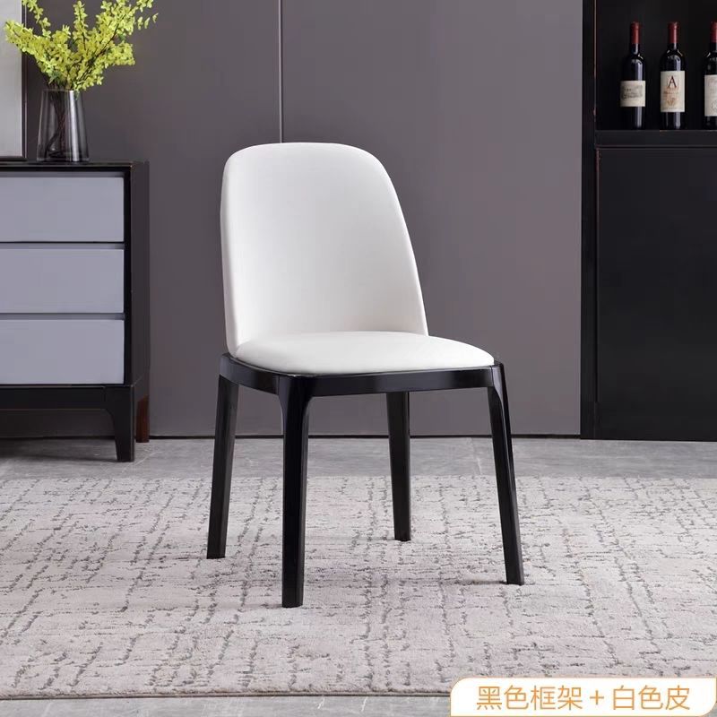 Nordic Style Solid Wood Dining Chair PU Leather Upholstered Armless Side Chair Ergonomic High Back Dinner Chair
