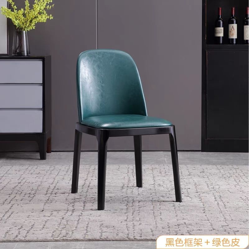 Nordic Style Solid Wood Dining Chair PU Leather Upholstered Armless Side Chair Ergonomic High Back Dinner Chair