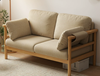 Rustic-Style Cotton-Linen Solid Wood Upholstered Sofa - Living room furniture - QONKA HOME