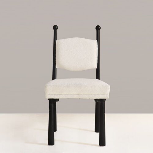 French Country Style Solid Wood Chair, Designer Curved Back Fabric Padded Dining Chair For Cafe & Dining Room - Solid...