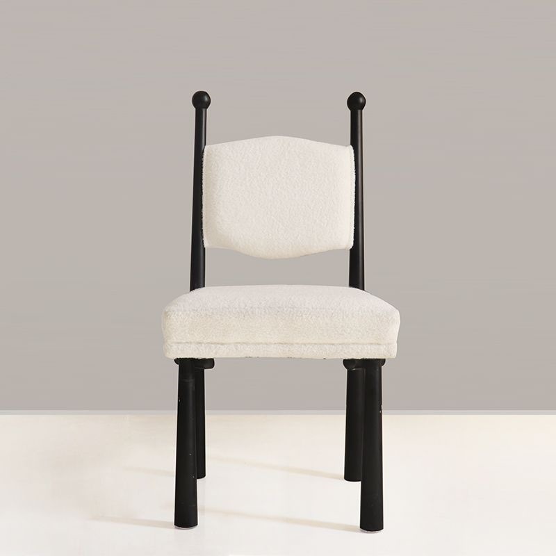 French Country Style Solid Wood Chair, Designer Curved Back Fabric Padded Dining Chair For Cafe & Dining Room