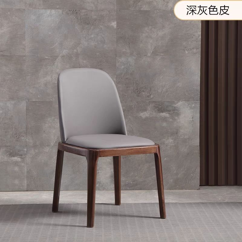 Nordic Style Solid Wood Dining Chair PU Leather Upholstered Armless Side Chair Ergonomic High Back Dinner Chair