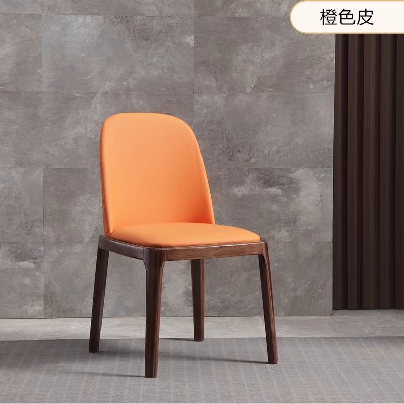 Nordic Style Solid Wood Dining Chair PU Leather Upholstered Armless Side Chair Ergonomic High Back Dinner Chair