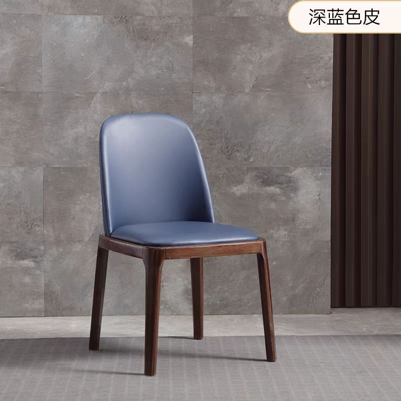 Nordic Style Solid Wood Dining Chair PU Leather Upholstered Armless Side Chair Ergonomic High Back Dinner Chair