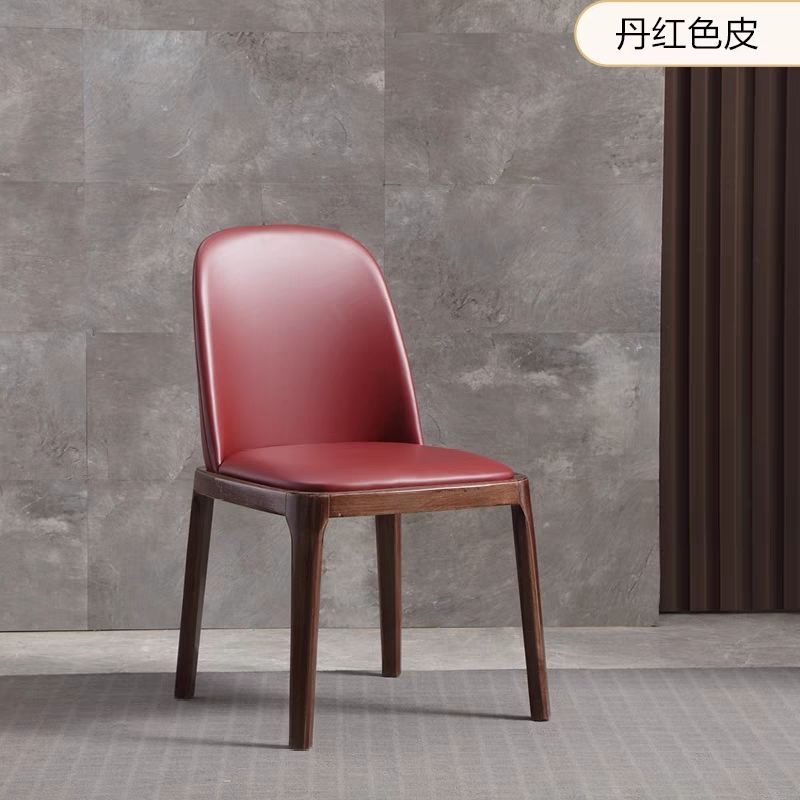 Nordic Style Solid Wood Dining Chair PU Leather Upholstered Armless Side Chair Ergonomic High Back Dinner Chair