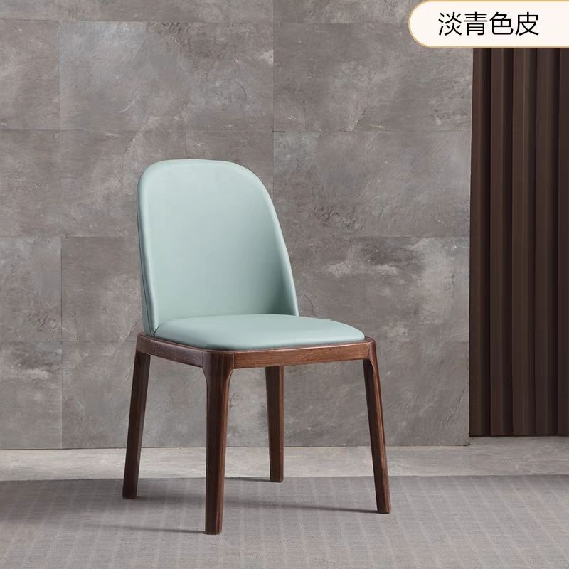 Nordic Style Solid Wood Dining Chair PU Leather Upholstered Armless Side Chair Ergonomic High Back Dinner Chair