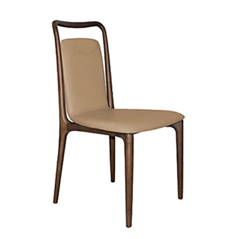 Mid Century Ash Wood Arm Dining Chair,  Leather Upholstered Seat & Backrest