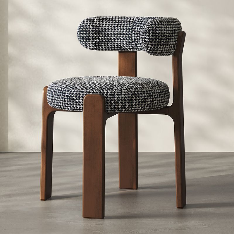 Nordic Hug‑Style Solid Wood Dining Chair Wraparound Back Upholstered Side Chair Optional Chenille Fabric Or PU Leather