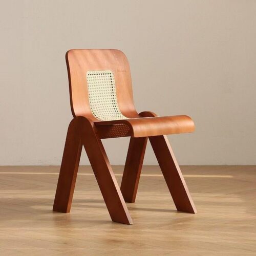 QONKA Nordic Style Solid Wood Dining Chair PU Leather Upholstered Armless Side Chair Ergonomic High Back Dinner Chai SKU variant photo
