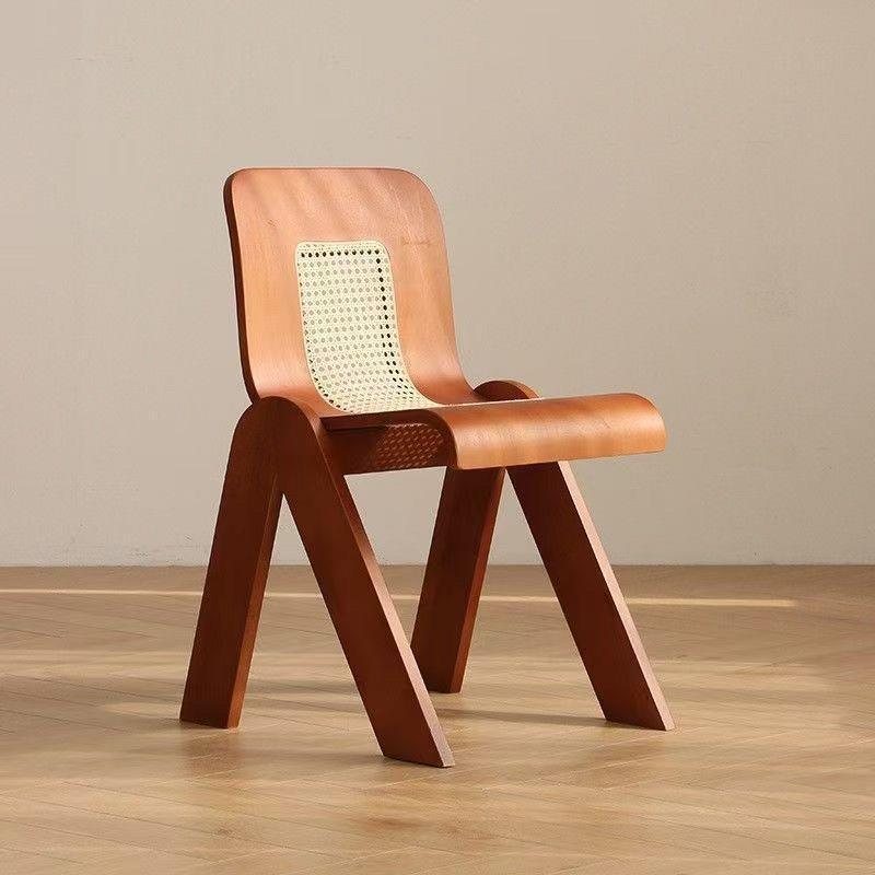 QONKA Nordic Style Solid Wood Dining Chair PU Leather Upholstered Armless Side Chair Ergonomic High Back Dinner Chai SKU variant photo