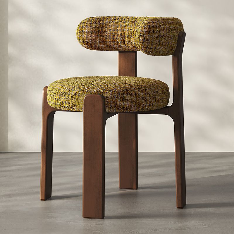 Nordic Hug‑Style Solid Wood Dining Chair Wraparound Back Upholstered Side Chair Optional Chenille Fabric Or PU Leather