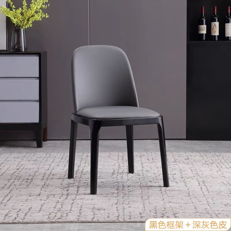 Nordic Style Solid Wood Dining Chair PU Leather Upholstered Armless Side Chair Ergonomic High Back Dinner Chair