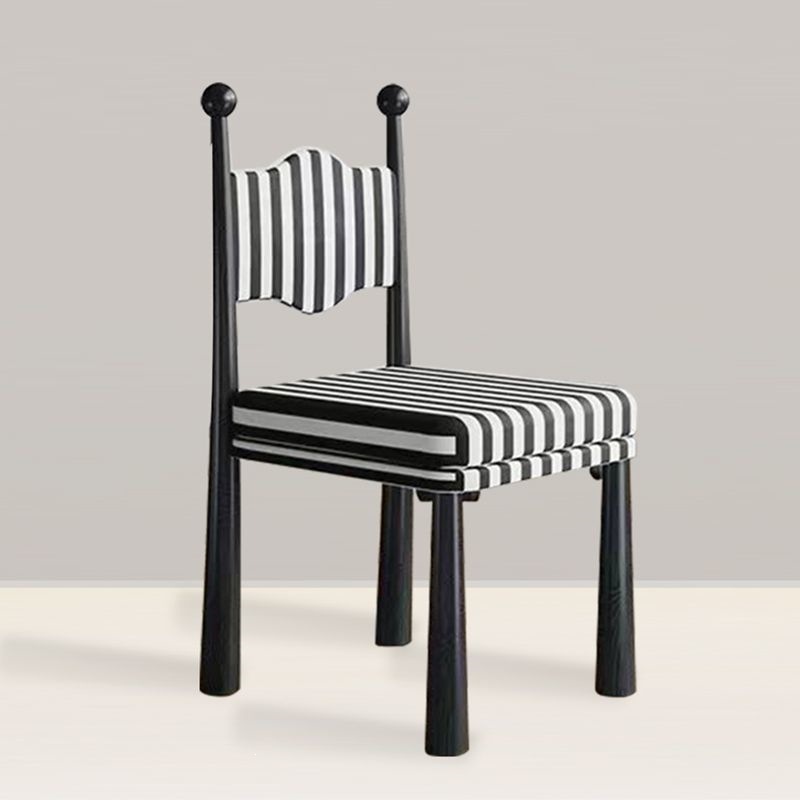French Country Style Solid Wood Chair, Designer Curved Back Fabric Padded Dining Chair For Cafe & Dining Room