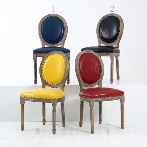 QONKA Solid Wood Dining Chair Leather, lamb wool Upholstered Cushion SKU variant photo