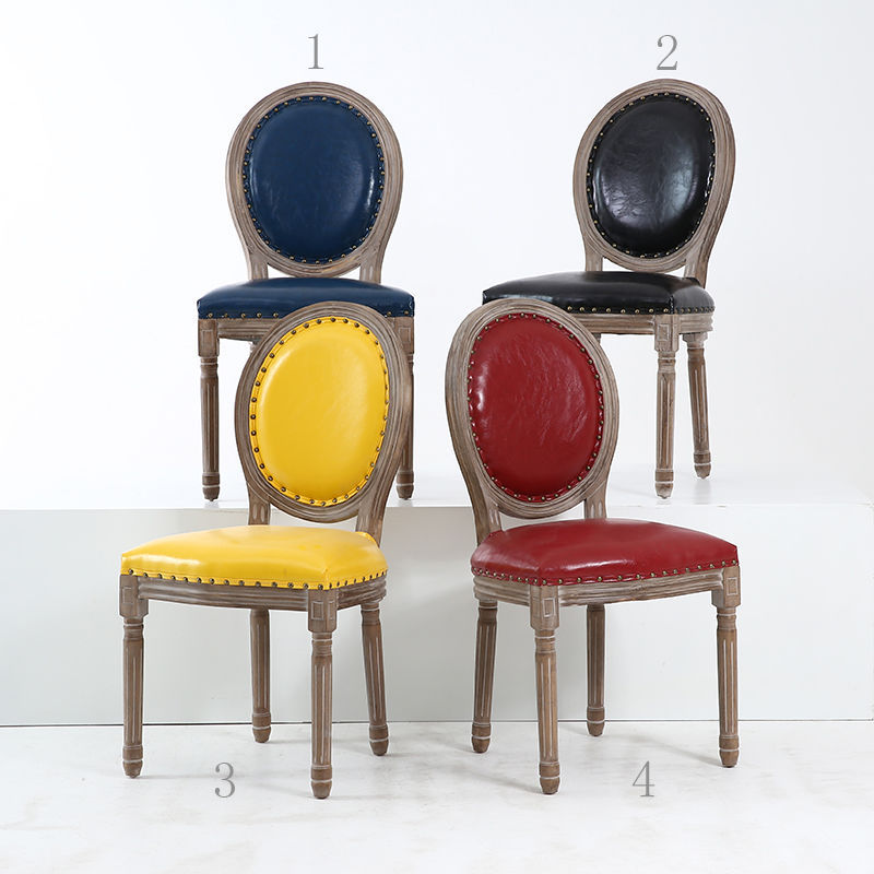 QONKA Solid Wood Dining Chair Leather, lamb wool Upholstered Cushion SKU variant photo