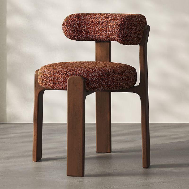 Nordic Hug‑Style Solid Wood Dining Chair Wraparound Back Upholstered Side Chair Optional Chenille Fabric Or PU Leather