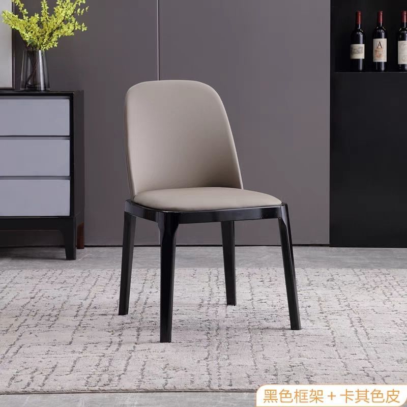Nordic Style Solid Wood Dining Chair PU Leather Upholstered Armless Side Chair Ergonomic High Back Dinner Chair