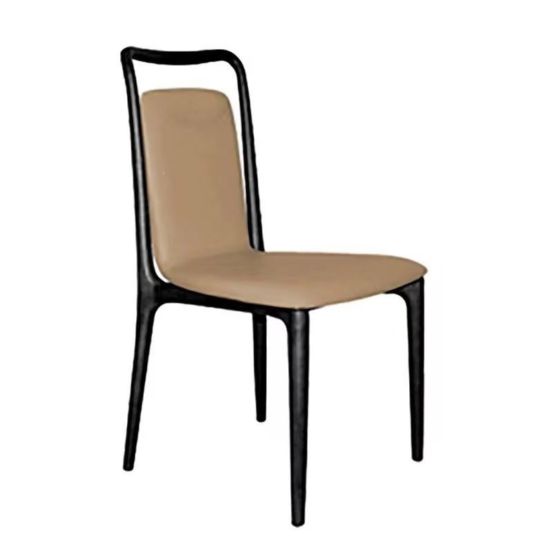 Mid Century Ash Wood Arm Dining Chair,  Leather Upholstered Seat & Backrest