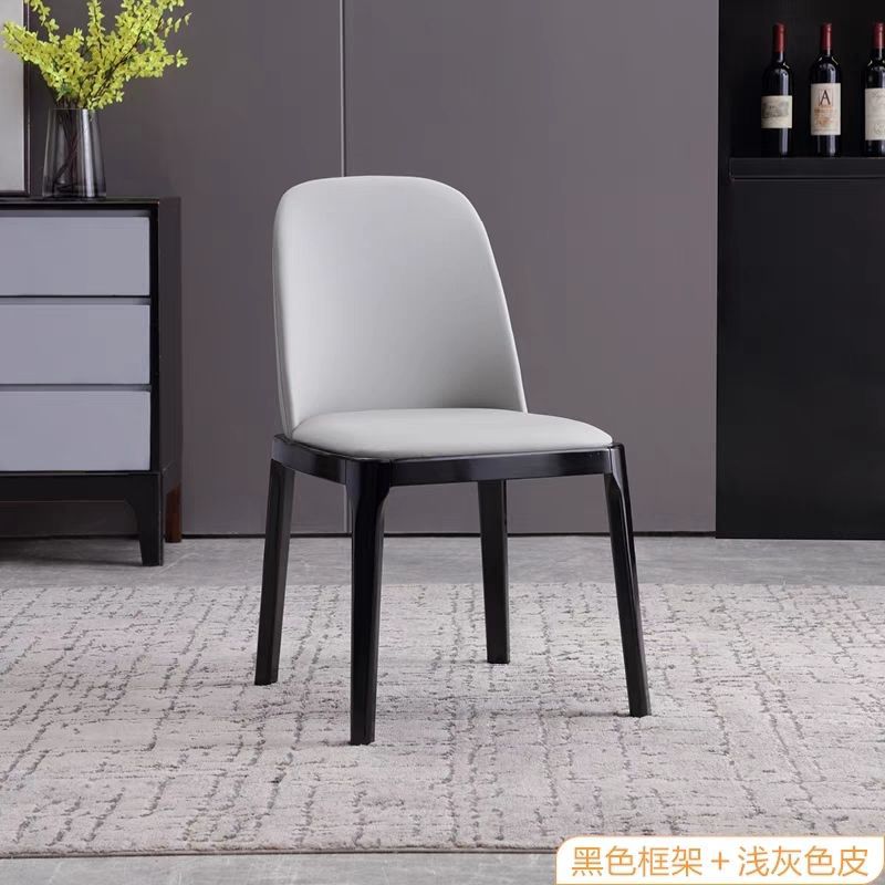 Nordic Style Solid Wood Dining Chair PU Leather Upholstered Armless Side Chair Ergonomic High Back Dinner Chair