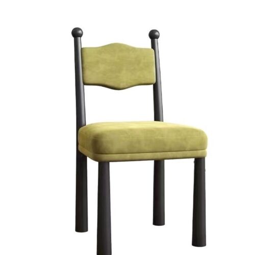 French Country Style Solid Wood Chair, Designer Curved Back Fabric Padded Dining Chair For Cafe & Dining Room - Solid...