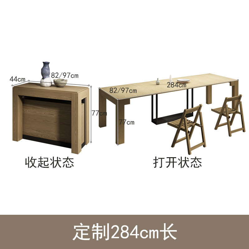 Solid Wood Extendable Folding Dining Table, Space‑Saving Convertible Multi‑Function Dinner Desk