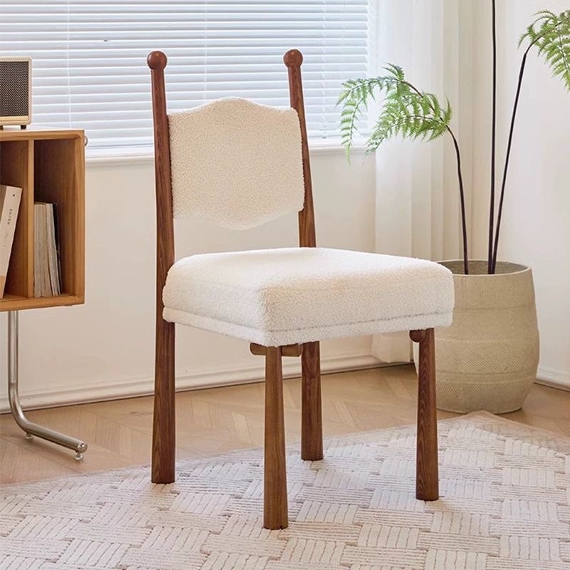French Country Style Solid Wood Chair, Designer Curved Back Fabric Padded Dining Chair For Cafe & Dining Room