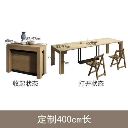 Solid Wood Extendable Folding Dining Table, Space‑Saving Convertible Multi‑Function Dinner Desk - Dining table - QONKA...