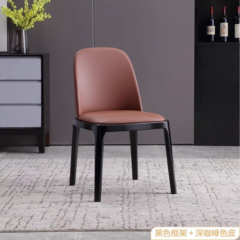 Nordic Style Solid Wood Dining Chair PU Leather Upholstered Armless Side Chair Ergonomic High Back Dinner Chair