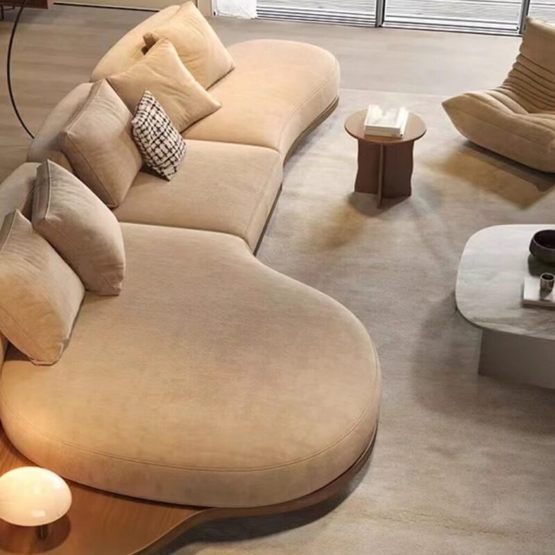 QONKA Modern Wabi-Sabi-Style Ash Wood Custom-Shaped Sofa main product image 1