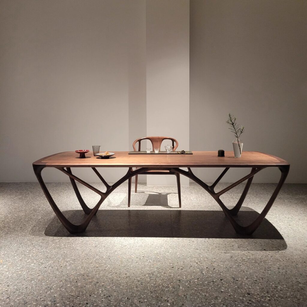 Artistic Branch‑Shape Leg Solid Wood Dining Table, Ash / Black Walnut Wood Optional, Designer Rectangular Dining Table f...