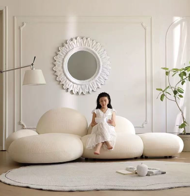 QONKA Pebble-Patterned Sofa for Villas and Apartments: Light Luxury and Sophistication main product image 1