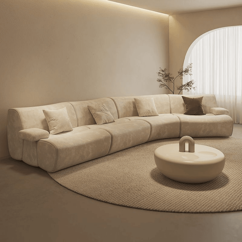 QONKA Vintage-style Sofa, Light Luxury Minimalist Curved Sofa main product image 1