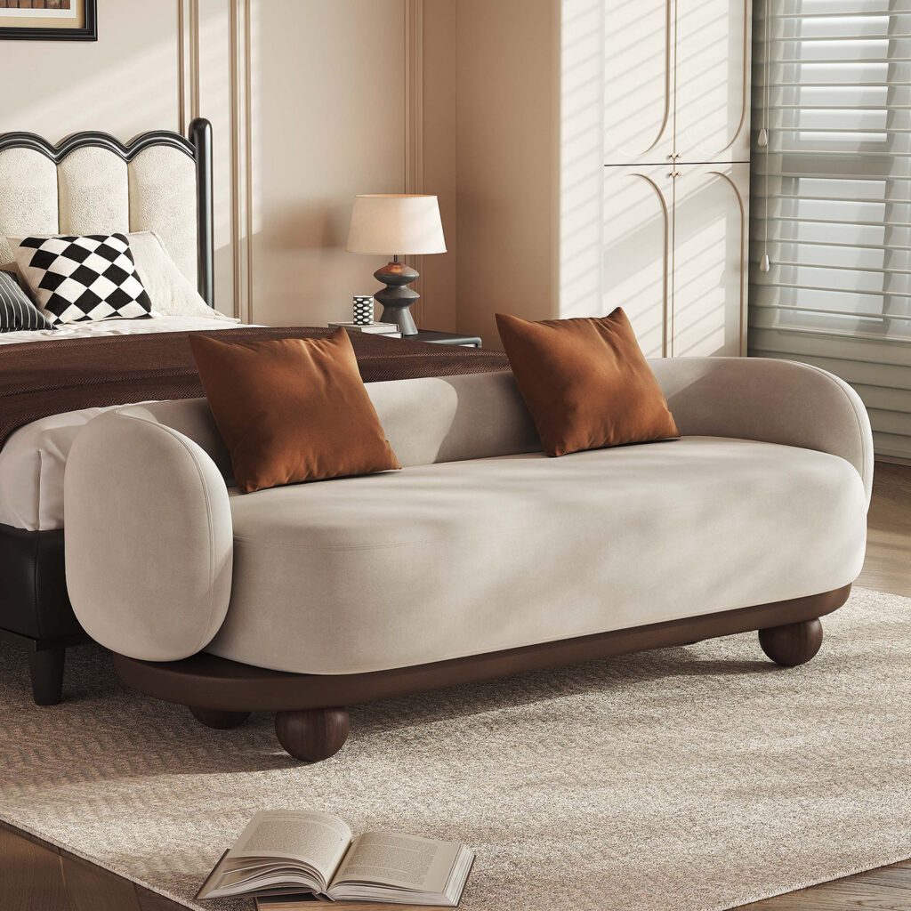 Footstool-Style Song-Style Aesthetic Straight-Line Sofa - Living room furniture - QONKA HOME
