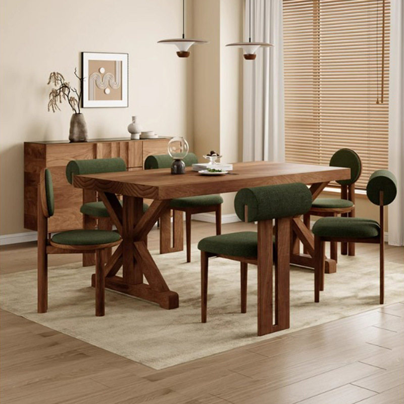 Solid Pine Wood Rectangular Dining Table, Rustic Farmhouse Style Dining Table for Home Dining Room - Dining table - QONKA ...
