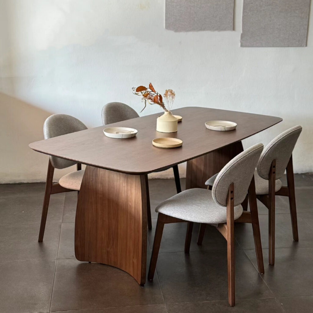 Modern Solid Wood Dining Table, Sintered Stone Tabletop with Pine & Ash Wood Base for Home Dining Room - Dining table...