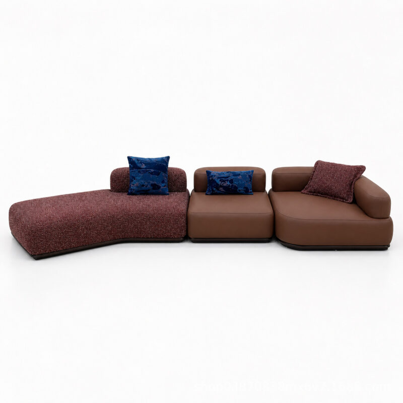 Italian Minimalist Modular Sofa Set | Unique Curved Upholstered Sofa - Living room furniture - QONKA HOME