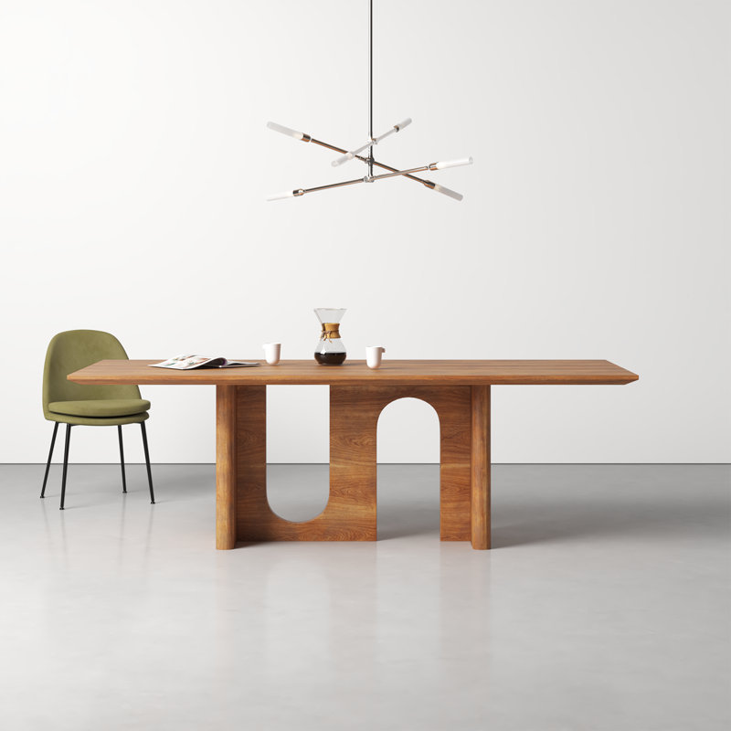 Rectangular Solid Wood Dining Table Arch Cutout Leg Minimalist Dinner Table Pine / Ash / Red Oak Optional - Dining table -...