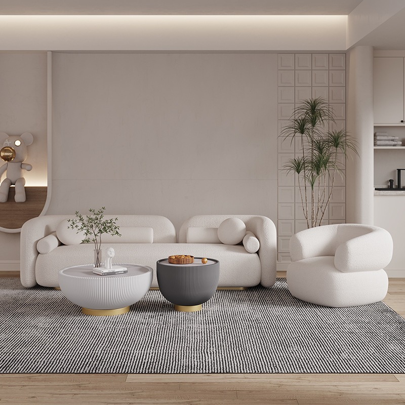 Fabric Curved Sofa,Lambswool Pocket Spring MattressSofa, Modern Minimalist Style - Living room furniture - QONKA HOME