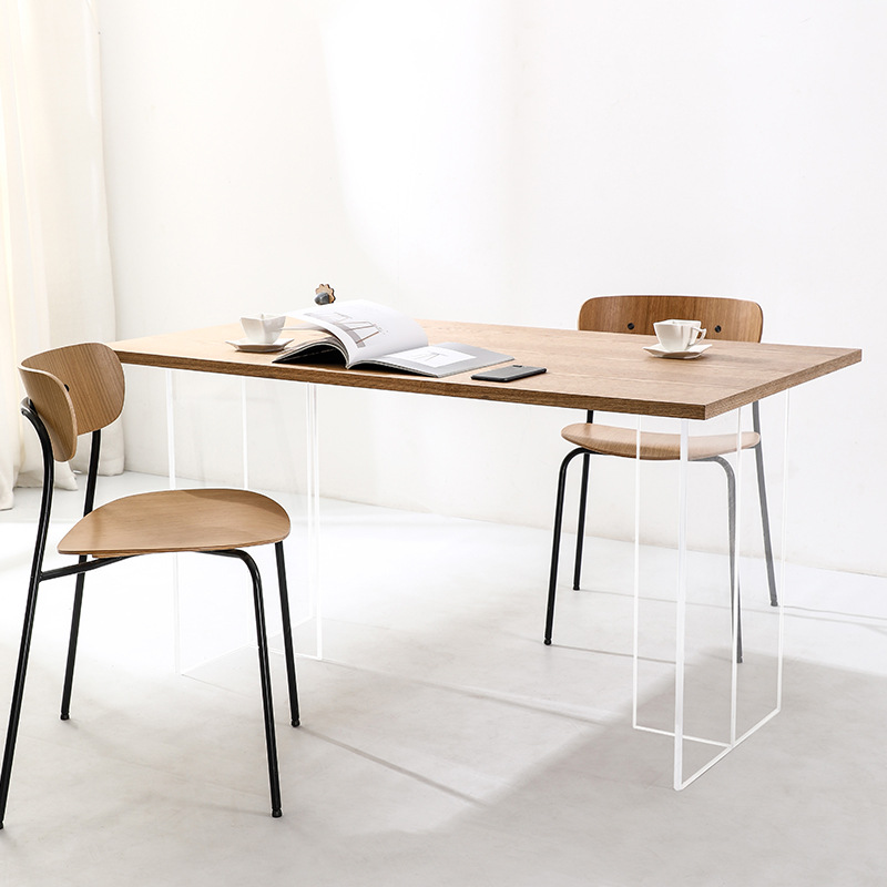 QONKA Modern MDF Dining Table with Clear PC Legs Rectangular Minimalist Home Dining Desk main product image 1