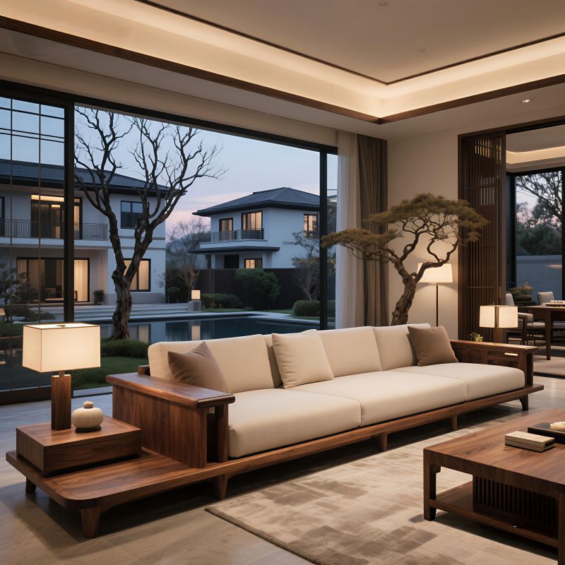 QONKA New Chinese-style Solid Walnut Sofa main product image 1